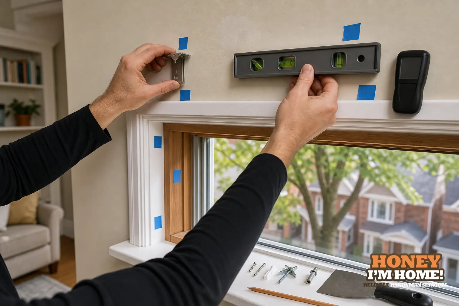 Why the Mounting Surface Matters Before Installing Blinds — homeowner guide visual Branded residential repair illustration showing Why the Mounting Surface Matters Before Installing Blinds for a Toronto West End homeowner guide.