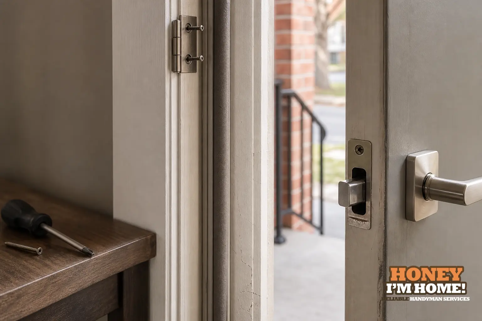 Branded residential repair illustration showing Why a Door Latch Stops Lining Up and What the Symptoms Mean for a Toronto West End homeowner guide.