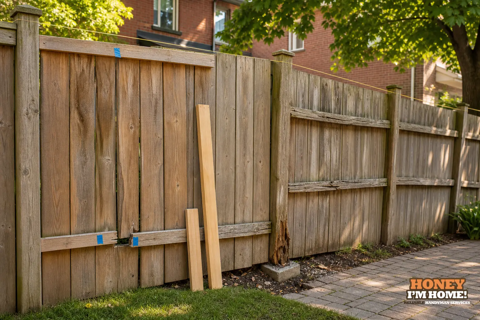 Repairing One Fence Section Versus Replacing a Larger Run — condition and repair detail Branded close-up repair illustration highlighting a condition related to Repairing One Fence Section Versus Replacing a Larger Run.