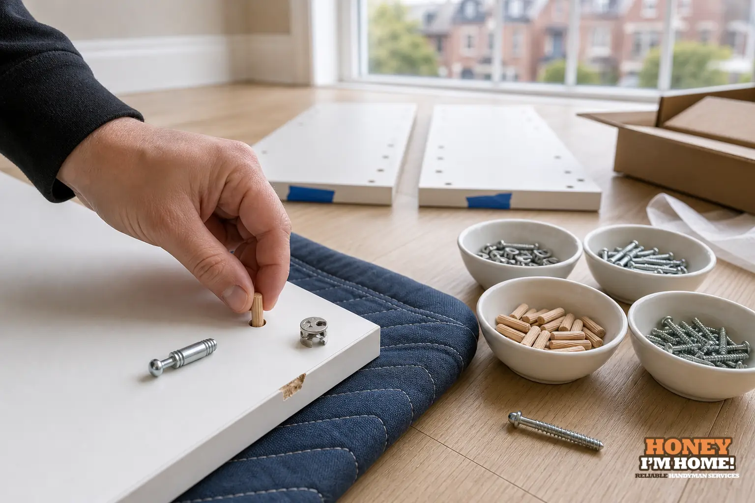 Branded close-up repair illustration highlighting a condition related to Why Checking Parts and Hardware First Makes Flat-Pack Assembly Smoother.
