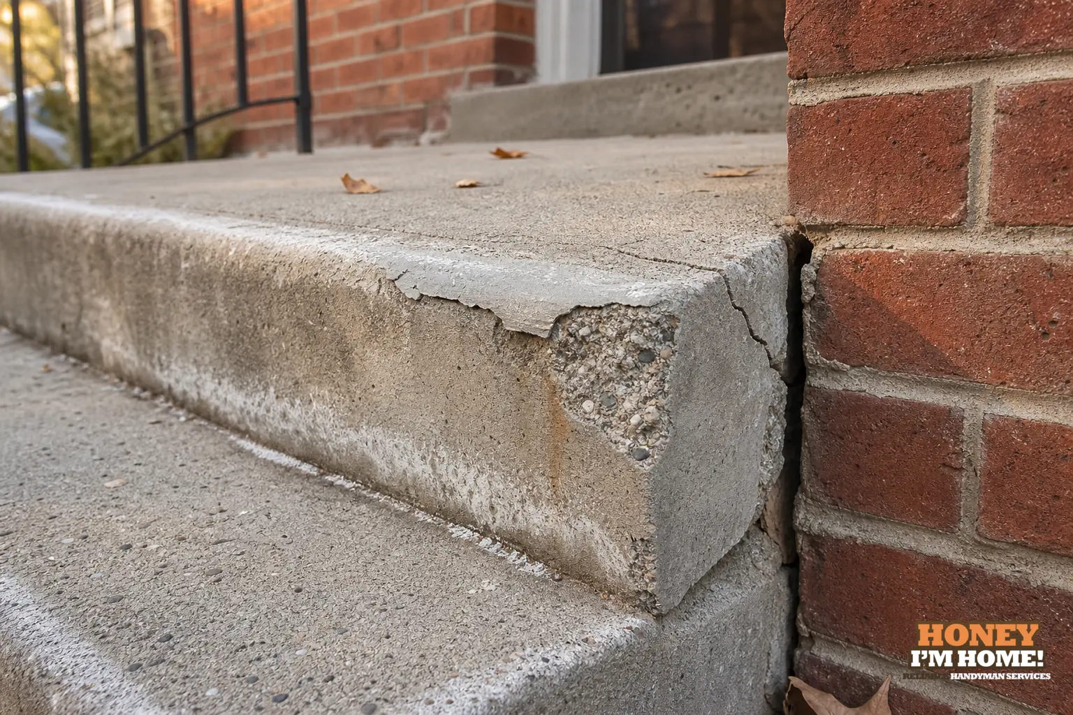 What Worn Front Porch Steps Can Tell You Before a Localized Repair — condition and repair detail Branded close-up repair illustration highlighting a condition related to What Worn Front Porch Steps Can Tell You Before a Localized Repair.