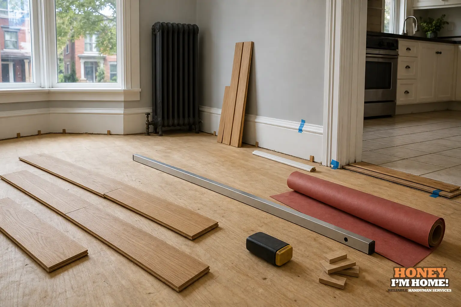 Branded finished-condition illustration related to hardwood floor installation Toronto west end, shown as a practical planning example.