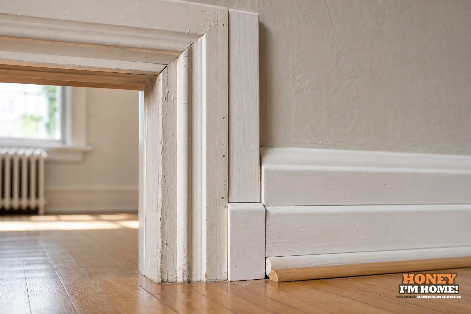 Branded close-up repair illustration highlighting a condition related to What to Consider When Matching Replacement Trim in an Older Home.