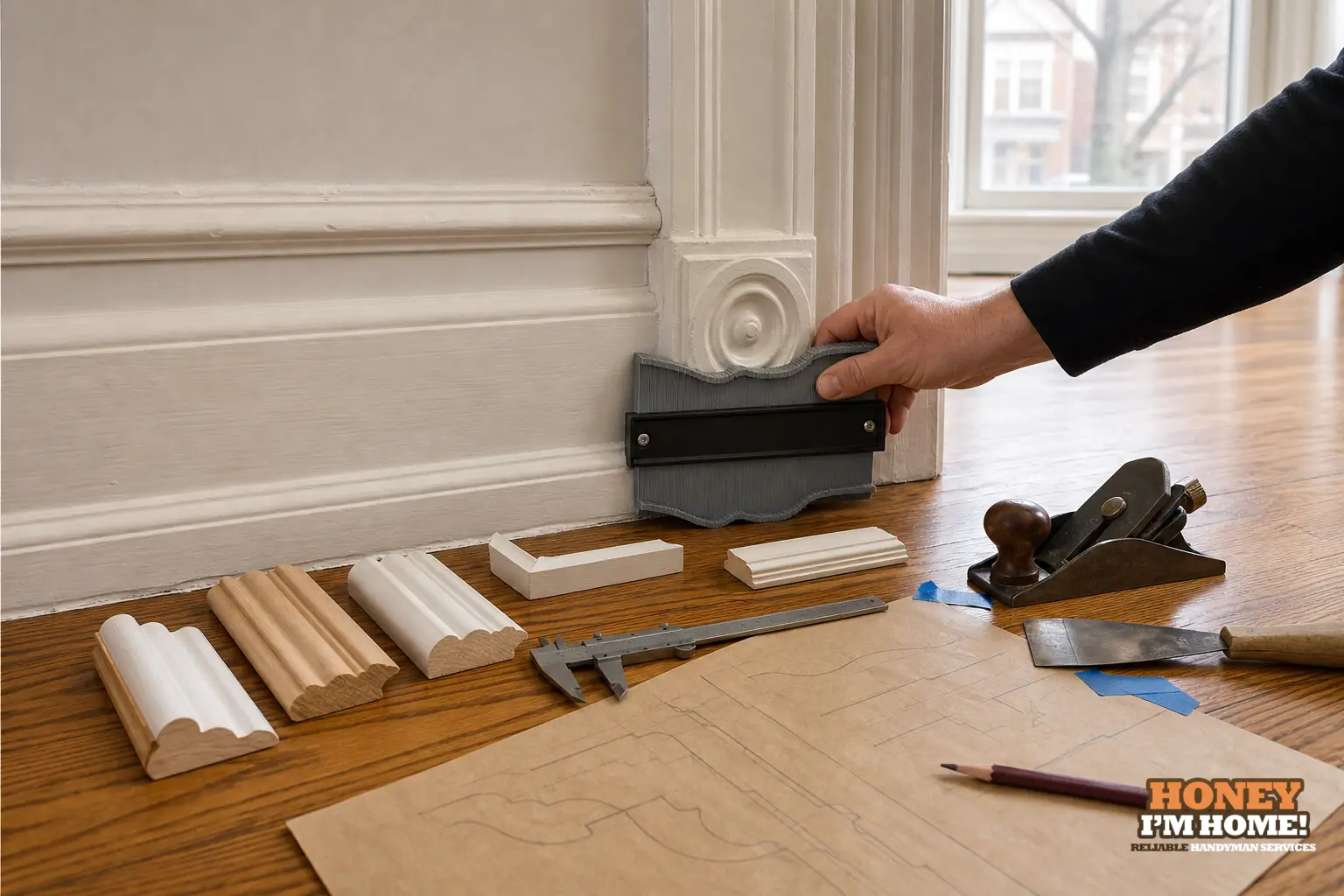 What to Consider When Matching Replacement Trim in an Older Home — finished detail and planning example Branded finished-condition illustration related to What to Consider When Matching Replacement Trim in an Older Home, shown as a practical planning example.