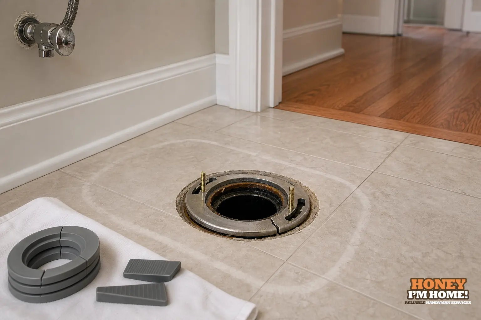 Branded close-up repair illustration highlighting a condition related to What to Check Before Replacing an Existing Toilet.