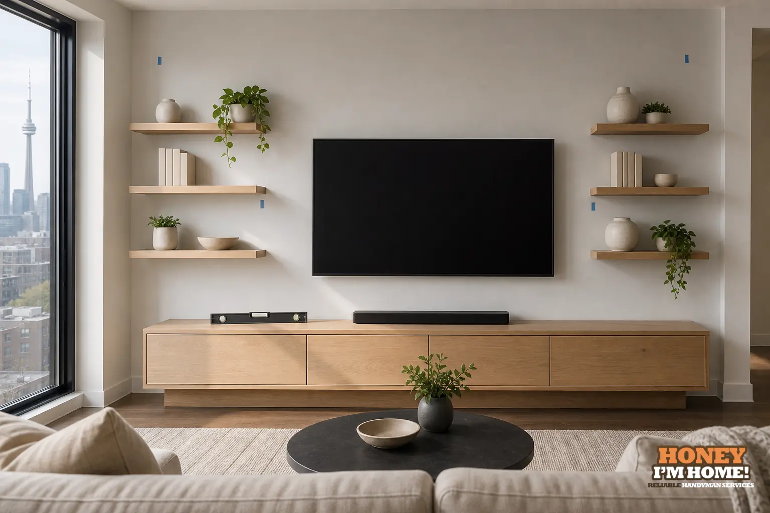 Coordinating a Wall-Mounted TV With Consoles and Shelving — finished detail and planning example Branded finished-condition illustration related to Coordinating a Wall-Mounted TV With Consoles and Shelving, shown as a practical planning example.